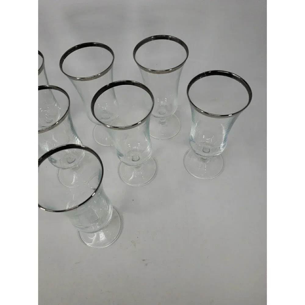 French Crystal Platinum Rim Cocktail or Dessert Parfait Glasses Marked France